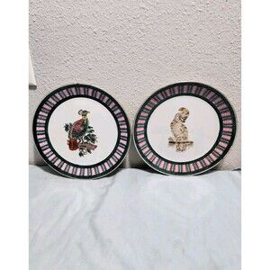 Lot Of 2 Oriental Accent Bird Plates Peacock Decorative Vintage 10.25 Inches